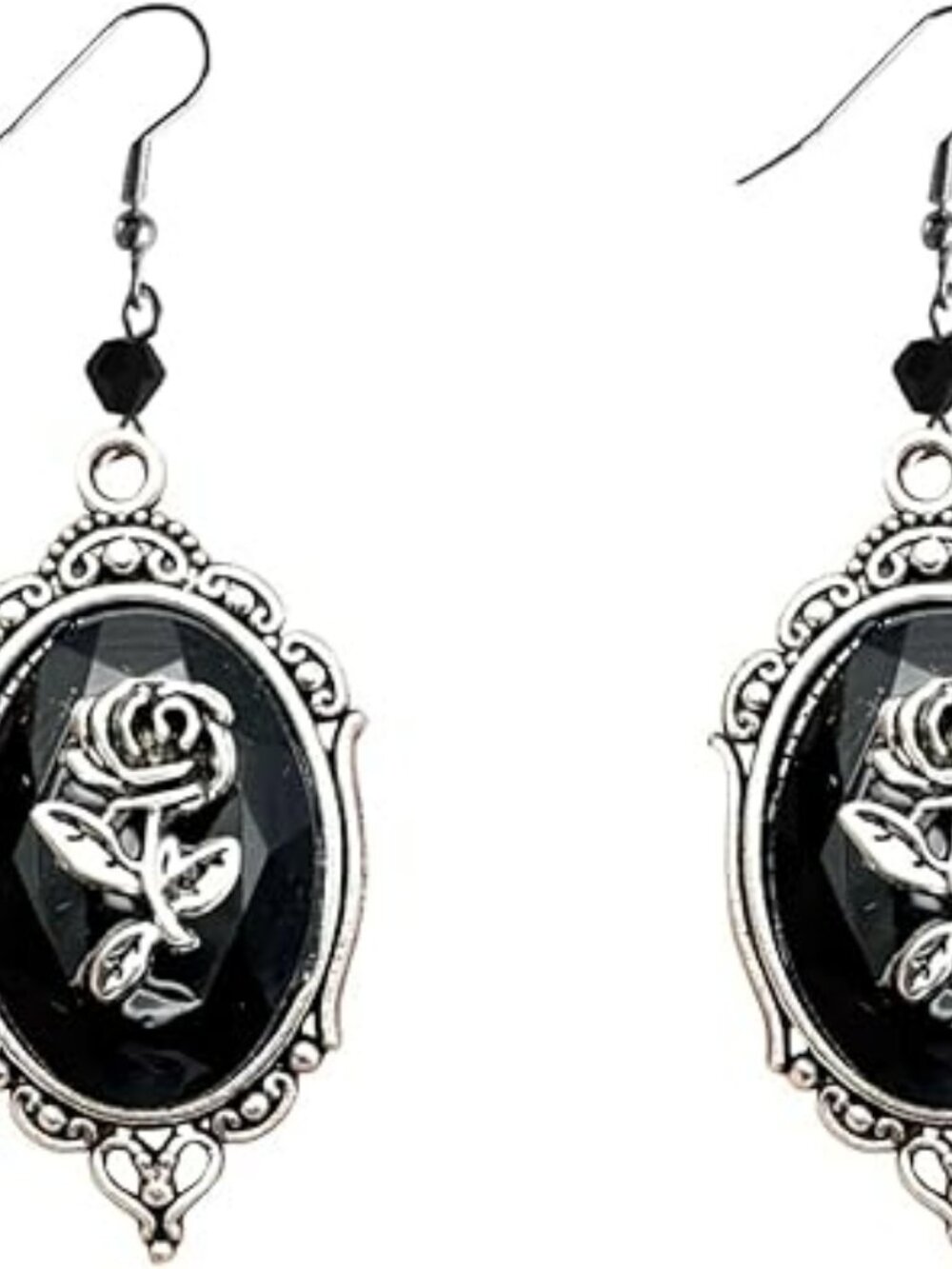 NEW Gothic Rose Earrings Crystal Cameo Dangle Earrings Statement Goth Punk‎